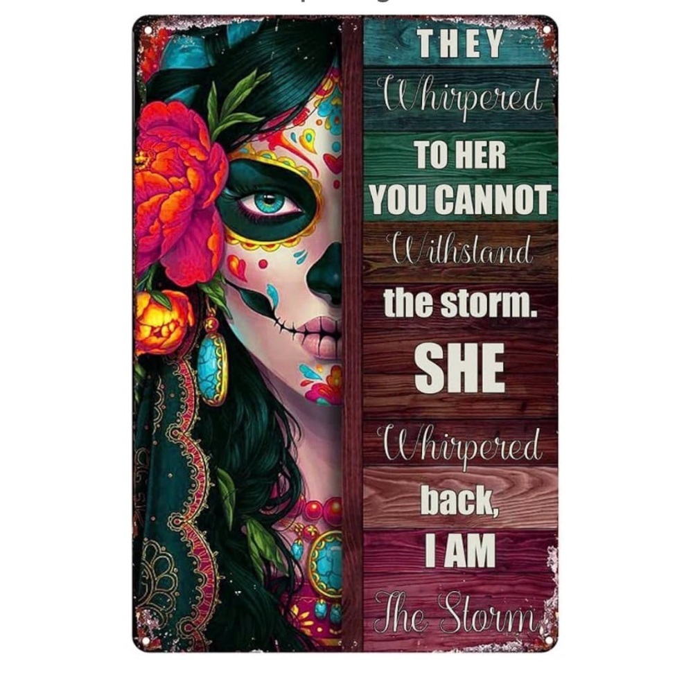 Sugar Skull I Am The Storm Metal Tin Sign NWT